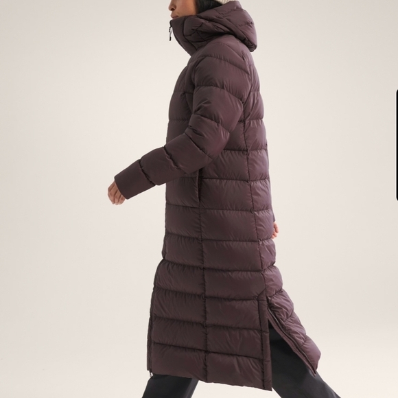 NWT Arc'teryx Women's X-Long Down Puffer Parka Jacket Deep Brown-ish Plum Large - Picture 3 of 7